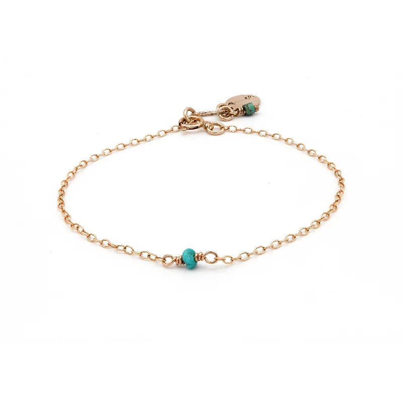 Teenie Nugget Turquoise Chain Bracelet in Rose Gold