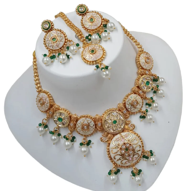 Padmawati Bangles Gold Plated Polki Kundan Stone And Meenakari Choker Necklace Set