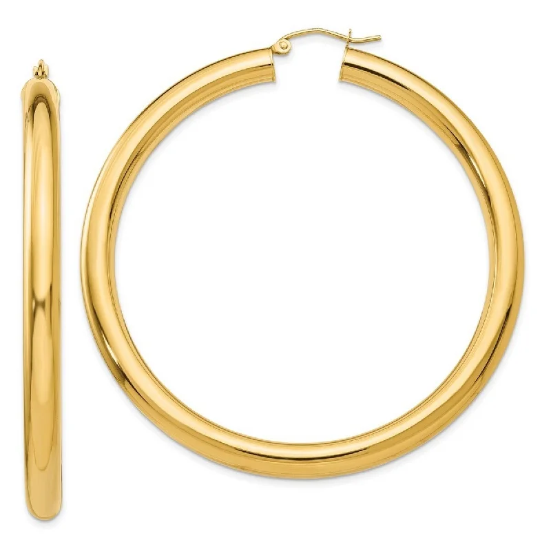 Curata 14k Yellow Gold Polished 60x5mm Lightweight Hoop Earrings