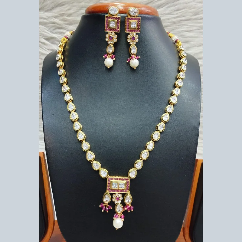 Jain Jewellers Gold Plated Polki Kundan Necklace Set