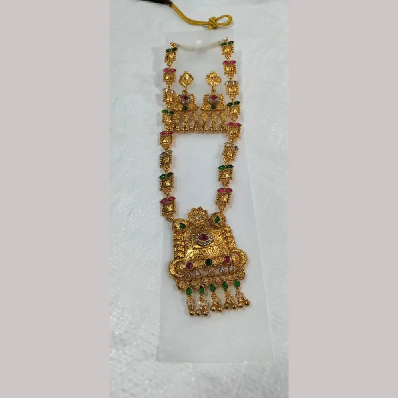 Manisha Jewellery Gold Plated Pota Stone Necklace Set