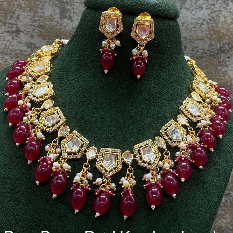 Royal Kundan Jewellery Gold Plated Polki Kundan And Pearls Necklace Set