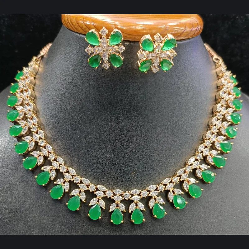 Jain Jewellers Gold Plated AD Choker Necklace Set