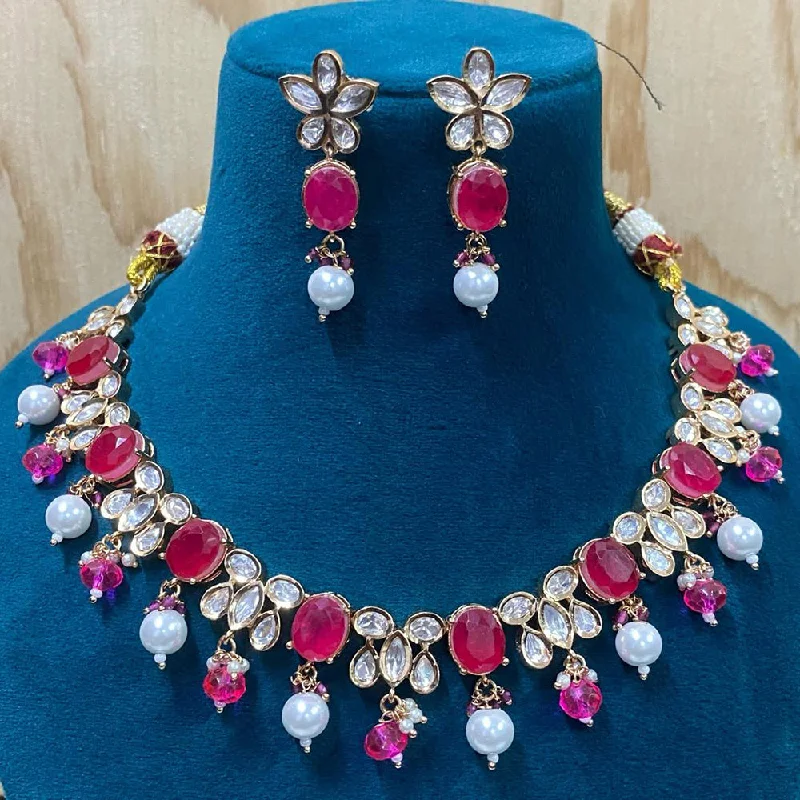 Royal Kundan Jewellery Gold Plated Polki Kundan And Beads Necklace Set