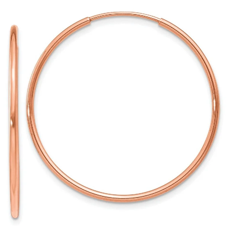 Curata 14k Rose Gold 1.2mm Polished Endless Hoop Earrings - 29x29.25mm Wide 1.25mm Thick