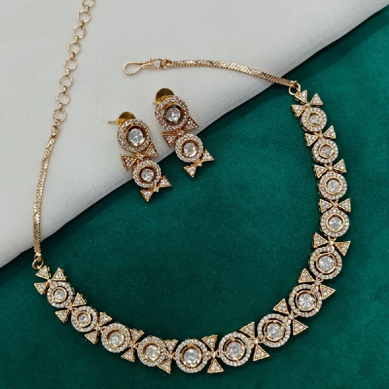 Royal Kundan Jewellery Gold Plated Austrain Stone Necklace Set