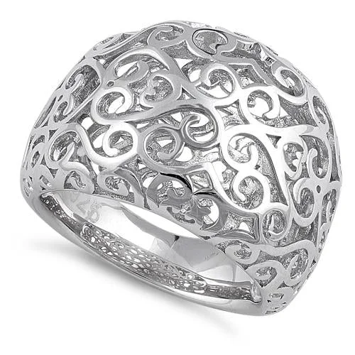 Sterling Silver Resilient Curvy Hearts Ring