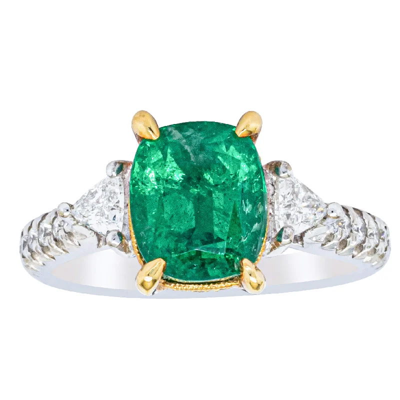 18ct White & Yellow Gold 2.67ct Emerald & Diamond Ring