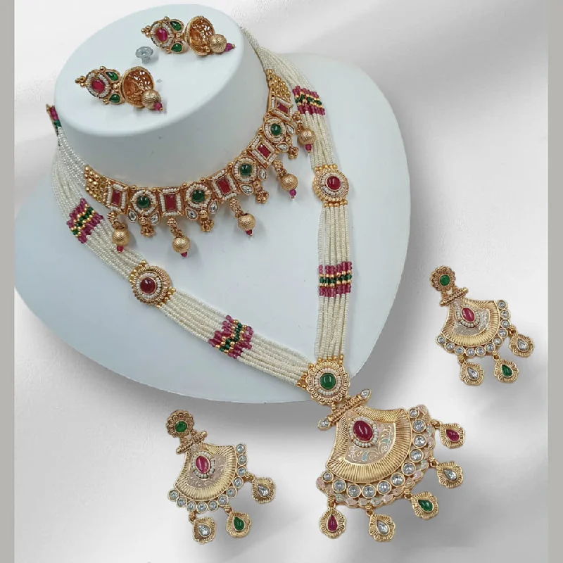 Padmawati Bangles Gold Plated Kundan Stone And Double Necklace Set