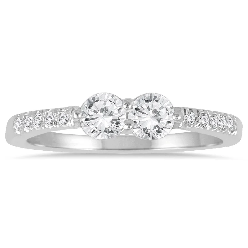 Marquee 5/8 Carat TW Two Stone Diamond Ring in 14K White Gold