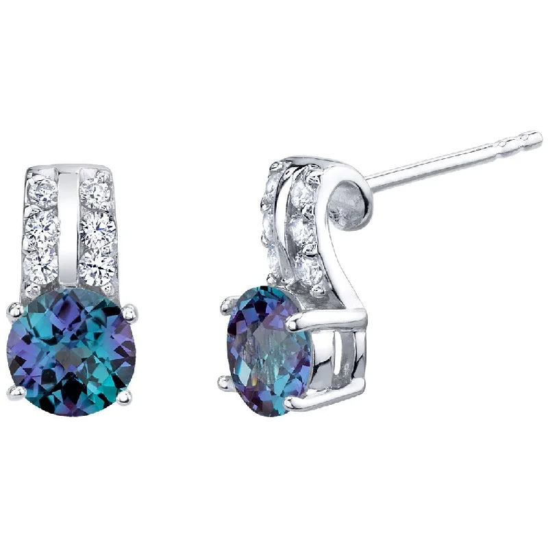 Sterling Silver 2.25ct Created Sapphire Round Stud Earrings