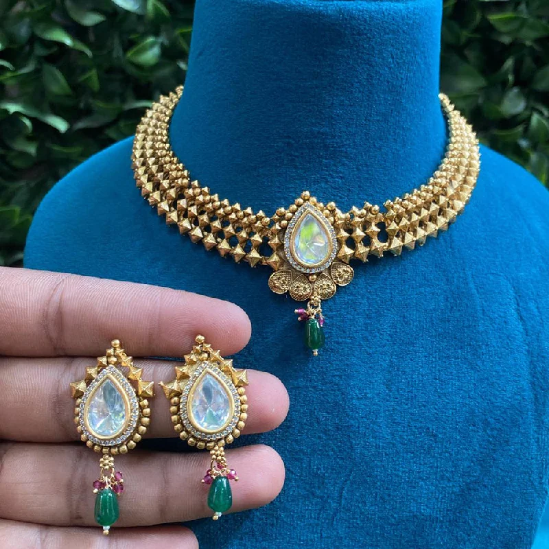 Royal Kundan Jewellery Gold Plated Polki Kundan Necklace Set