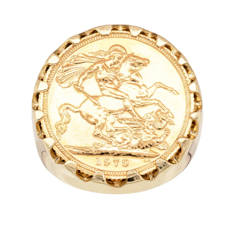 9ct Yellow Gold Full Sovereign Claw Set Ring