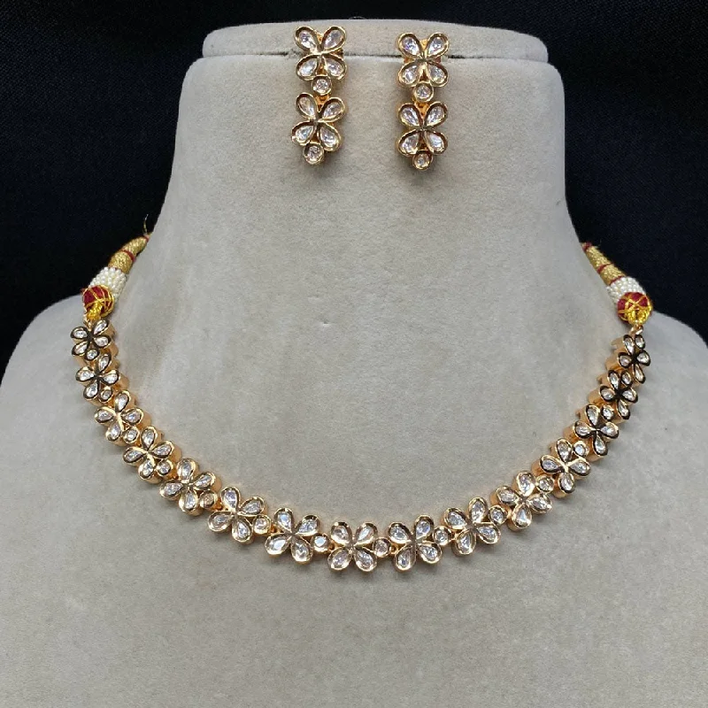 Royal Kundan Jewellery Gold Plated Polki Kundan Necklace Set