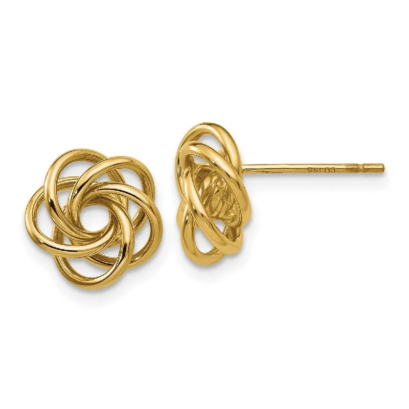 Curata 14k Yellow Gold Polished 12mm Love Knot Post Earrings