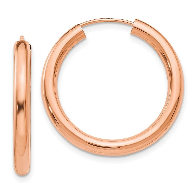 Curata 14k Rose Gold Polished Endless Tube Hoop Earrings - 24.75x25mm Wide 2.85mm Thick