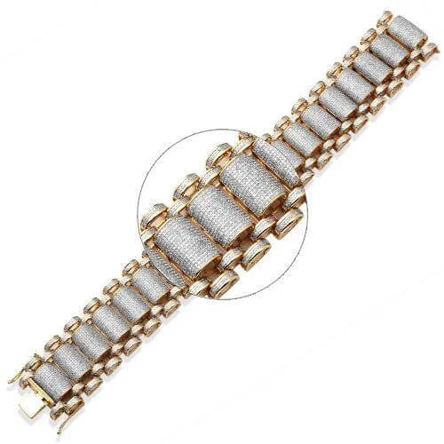 10KY 9.00CTW DIAMOND MENS MICROPAVE BRACELET - ROL