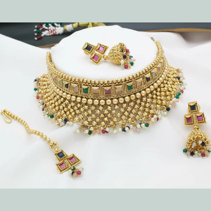 Manisha Jewellery Gold Plated Monalisa Choker Necklace Set