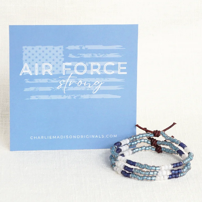 Air Force Strong Bracelet | Tiny Stacker Seed Bead Bracelet