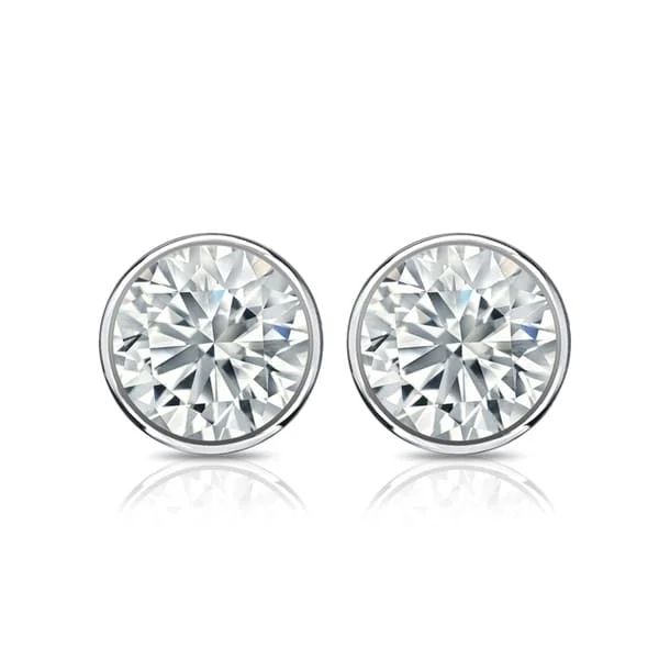 Auriya 3 1/5ctw Round Diamond Stud Earrings Bezel-set 18k Gold - GIA Certified