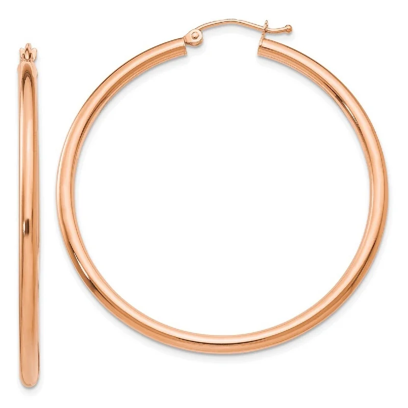 Curata 14k Rose Gold 2.5x45mm Polished Hoop Earrings