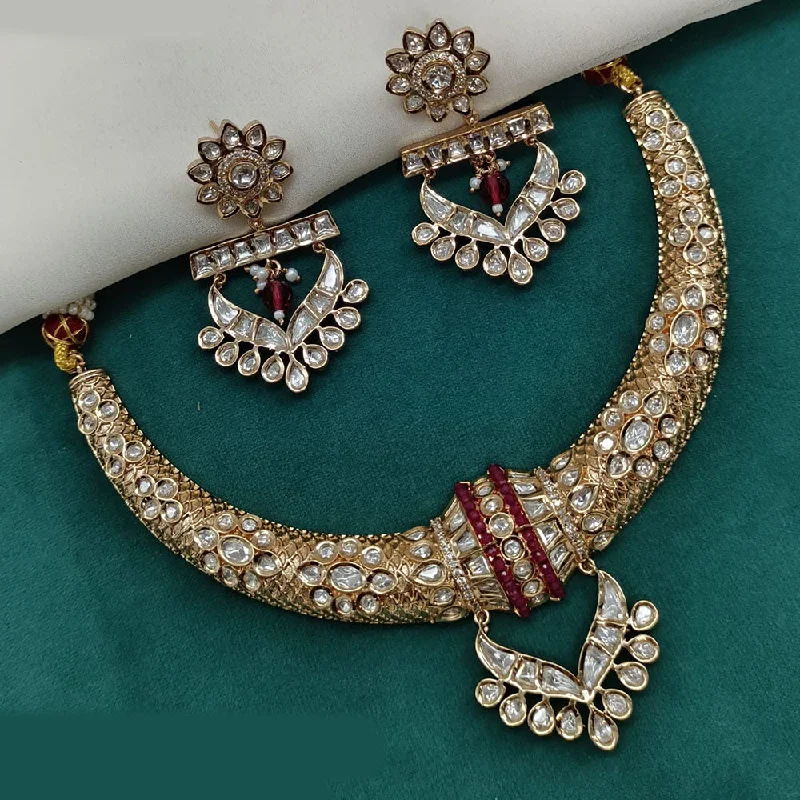 Royal Kundan Jewellery Gold Plated Polki Kundan Necklace Set