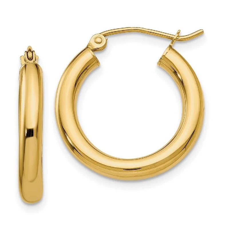 Curata 14k Yellow Gold Polished 3x20mm Round Classic Hoop Earrings Jewelry