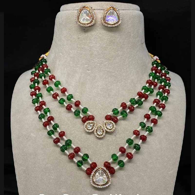 Royal Kundan Jewellery Gold Plated Beads Necklace Set