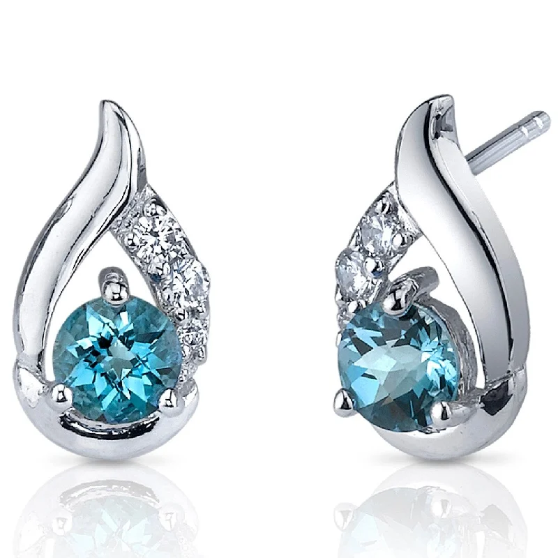 Sterling Silver 1ct London Blue Topaz Round Stud Earrings