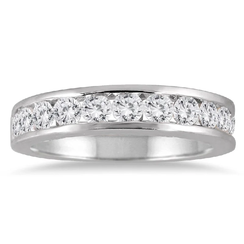 Marquee Jewels 10k White Gold 1ct TDW Channel-set Round-cut White Diamond Ring