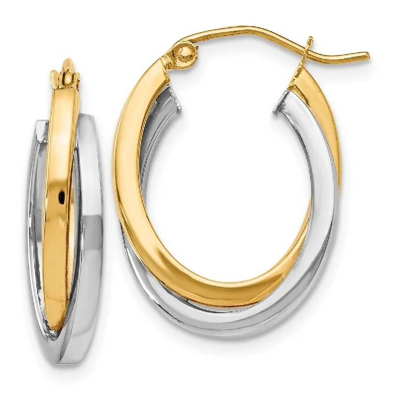 Curata 14k Two Tone Gold Polished Twisted 23x7mm Double Hoop Earrings