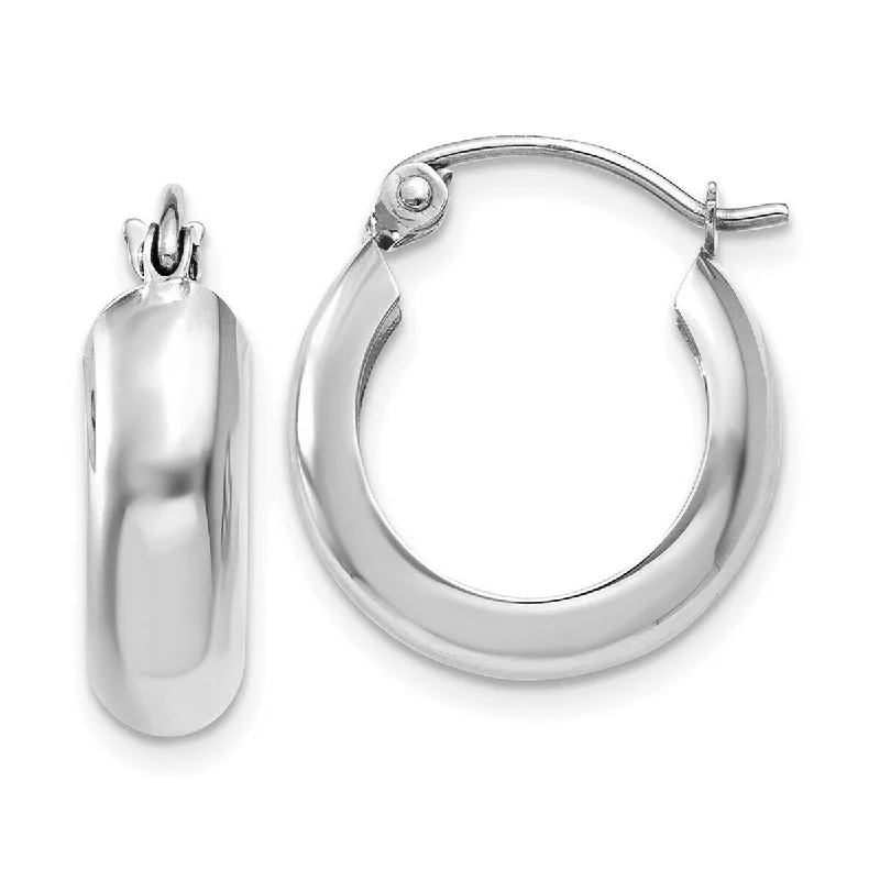 Curata 14k White Gold 13x4mm Round Hoop Earrings