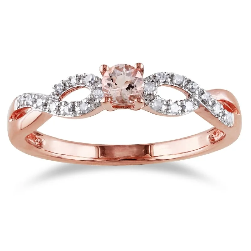 Miadora Rose-plated Silver Morganite and 1/10ct TDW Diamond Ring (H-I, I2-I3)