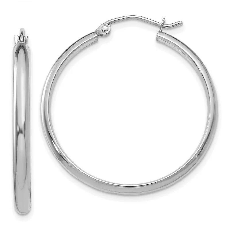 Curata 14k White Gold 2.75x30.5mm Polished Hoop Earrings