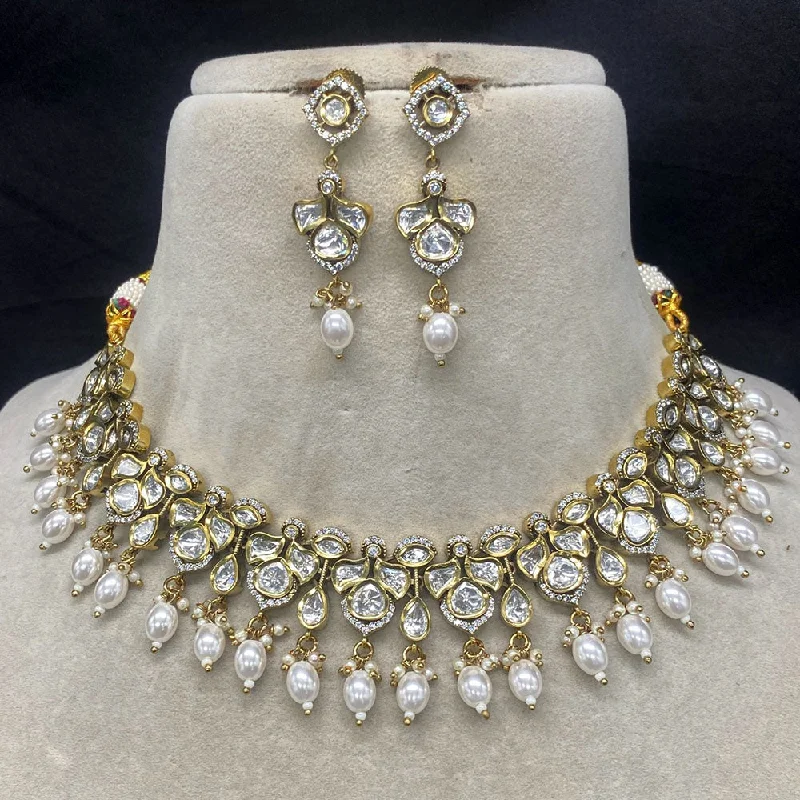 Amoliya Jewels Brass Polki Kundan Designer Necklace Set