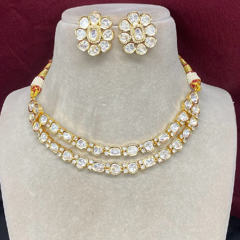 Royal Kundan Jewellery Gold Plated Polki Kundan Necklace Set