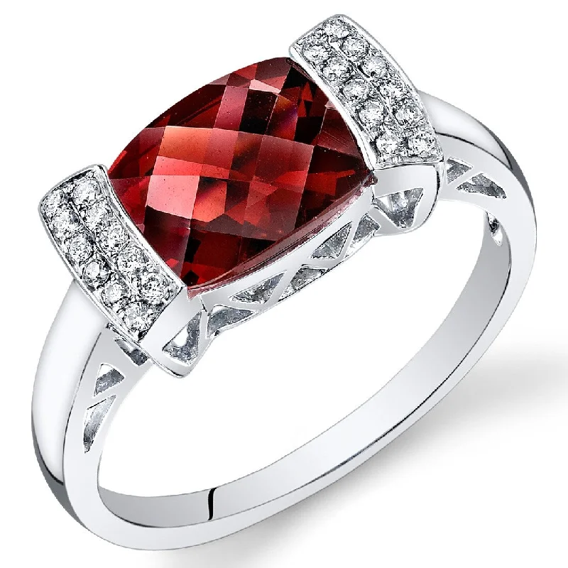 14k White Gold 2.65ct Garnet and Diamond Ring