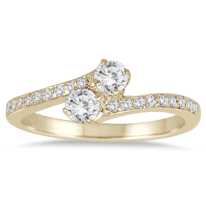 Marquee 1/2 Carat TW Two Stone Diamond Ring in 14K Yellow Gold