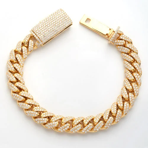 14KY 10.75CTW DIAMOND MIAMI CUBAN BRACELET