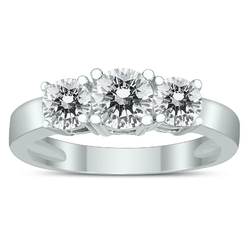 Marquee Certified 1 1/2 Carat TW Three Stone Diamond Ring in 10K White Gold