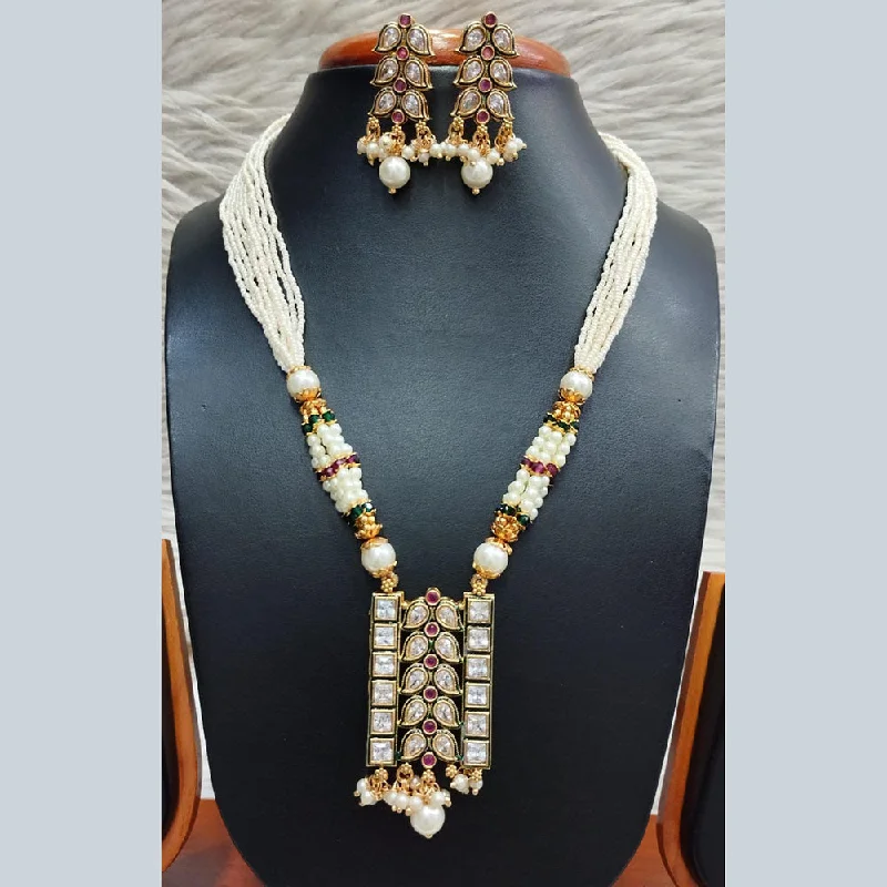 Jain Jewellers Gold Plated Polki Kundan Necklace Set