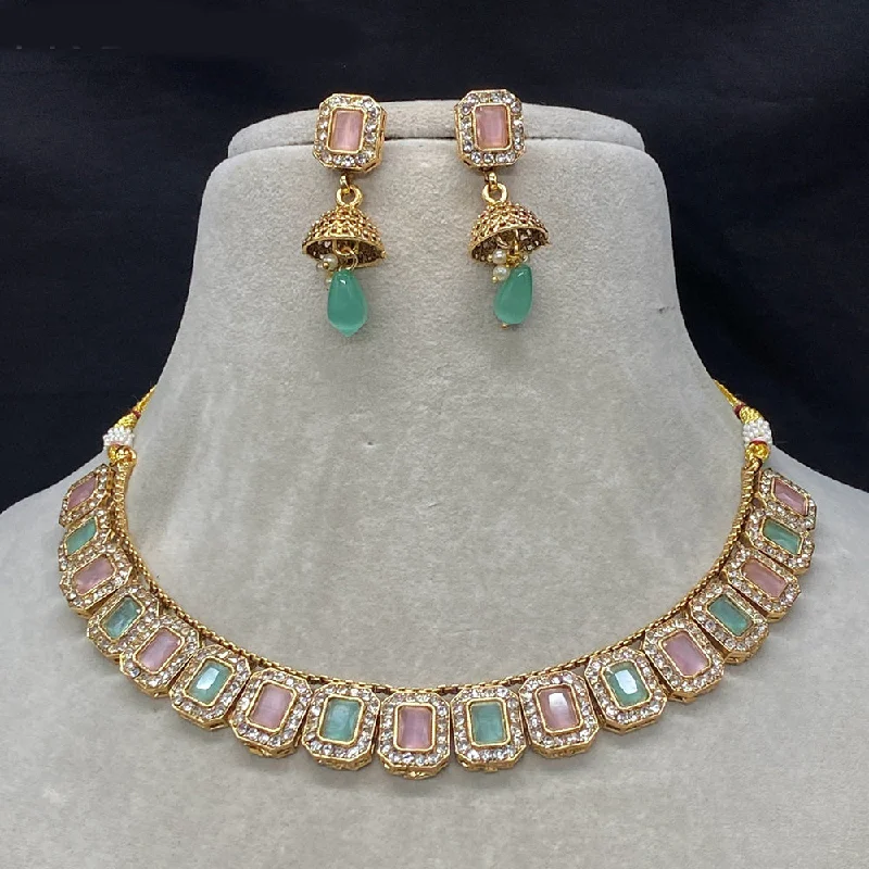 Amoliya Jewels Gold Plated Crystal Necklace Set