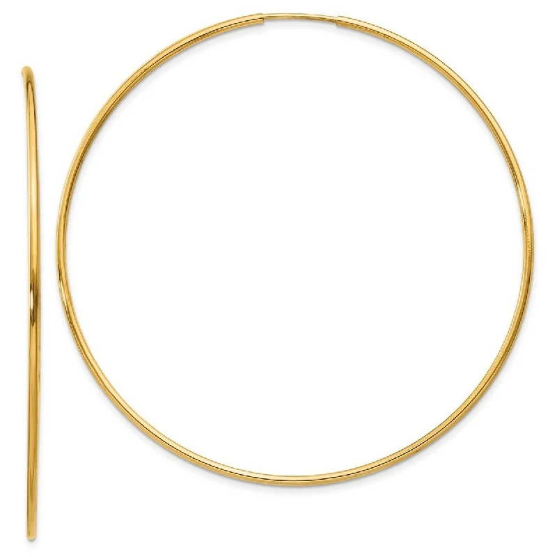 Curata 14k Yellow Gold Polished 1.25x58mm Endless Hoop Earrings