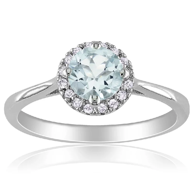 Miadora Sterling Silver Aquamarine and 1/10ct Diamond Ring (H-I, I2-I3)