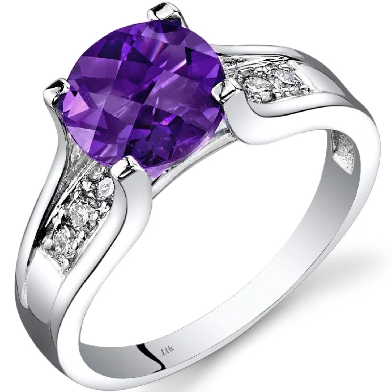 14k White Gold 1.75ct Amethyst and Diamond Ring