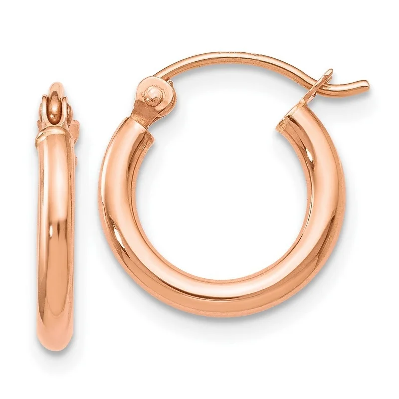 Curata 14k Rose Gold 2x13mm Polished Classic Hoop Earrings