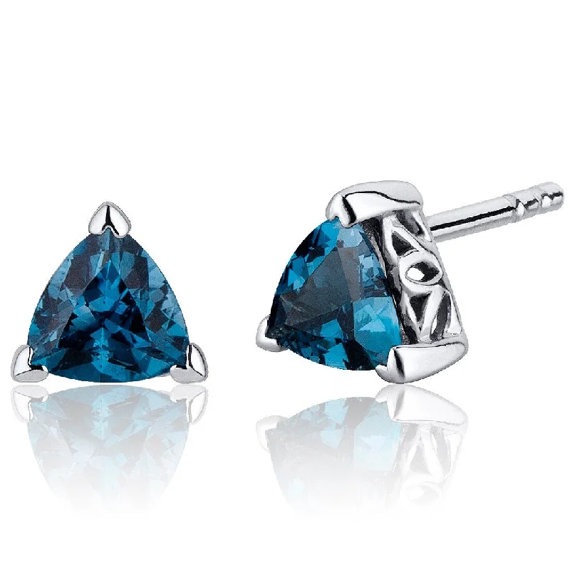 Sterling Silver 1.5ct London Blue Topaz Trillion Stud Earrings