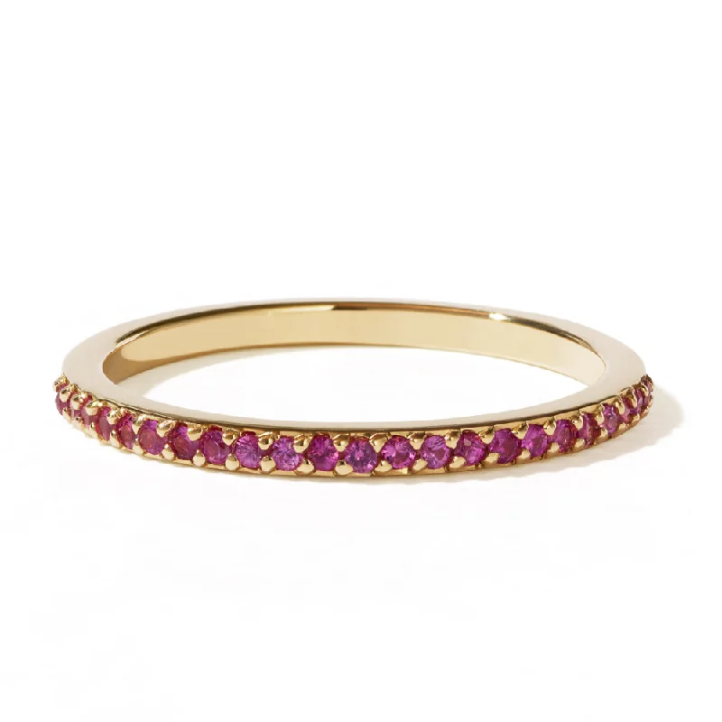 Meadowlark Pink Sapphire Eternity Band - 9ct Yellow Gold