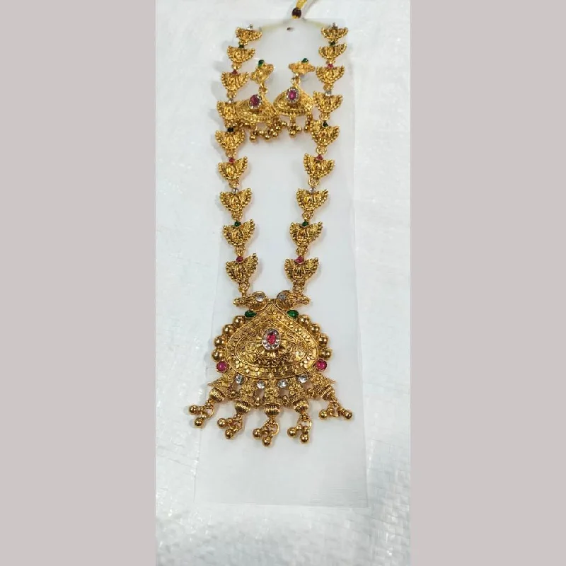 Manisha Jewellery Gold Plated Pota Stone Necklace Set