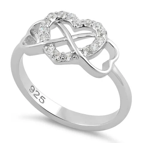 Sterling Silver Infinity Heart Clear CZ Ring